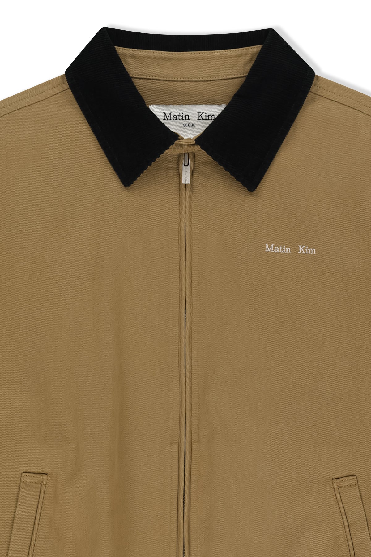Matin Kim - Corduroy Contrast Trim Blouson Jumper (Beige) product image 3 | TRAB K-Fashion Australia