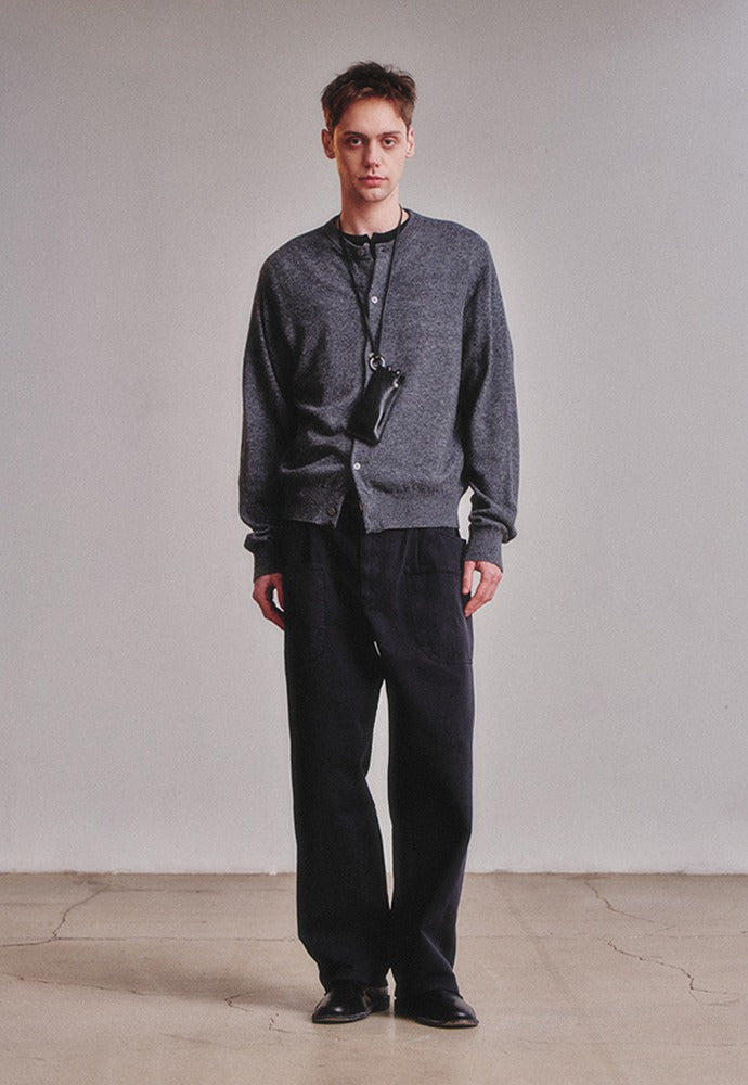 Art if acts - Wholegarment Round Neck Cardigan (Charcoal) product image 1 | TRAB K-Fashion Australia