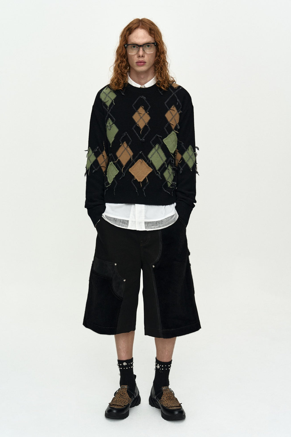 Andersson Bell - Tom Argyle Crew-Neck Sweater (Black) product image 1 | TRAB K-Fashion Australia