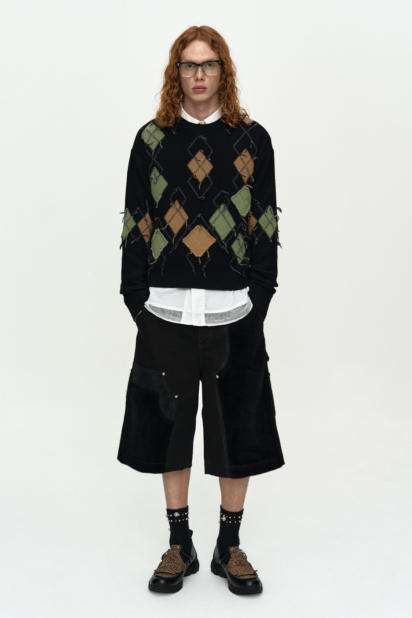 Andersson Bell - Tom Argyle Crew-Neck Sweater (Black) product image 1 | TRAB K-Fashion Australia