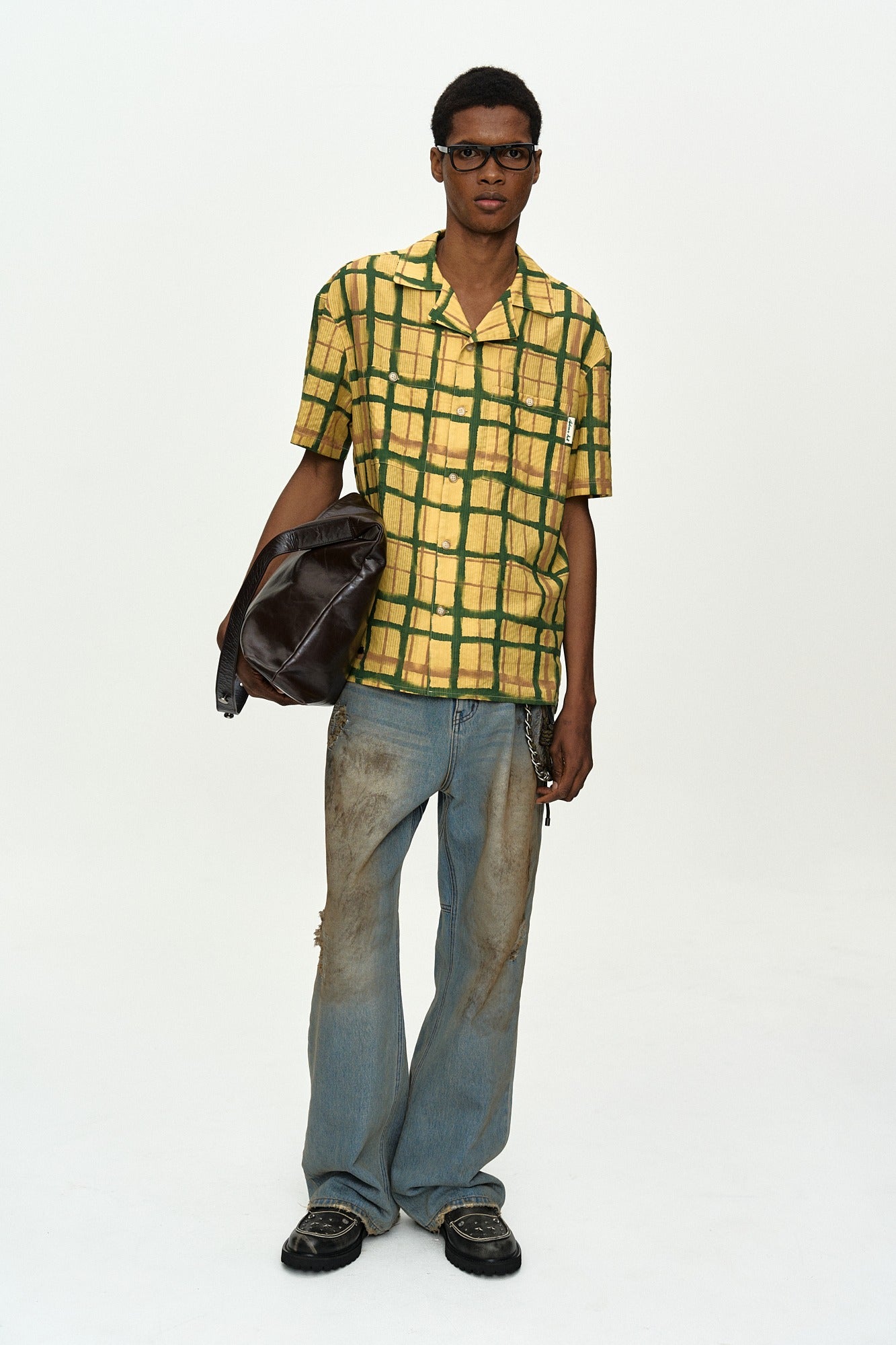 Andersson Bell - Rothko Open Collar Shirt (Yellow) product image 1 | TRAB K-Fashion Australia