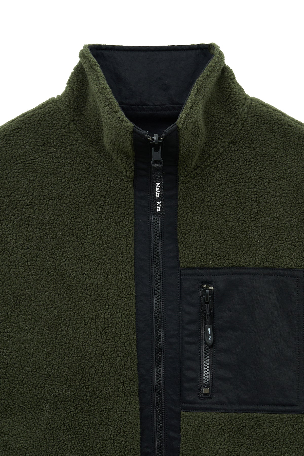 Matin Kim - Reversible Sherpa Zip Up (Khaki) product image 4 | TRAB K-Fashion Australia