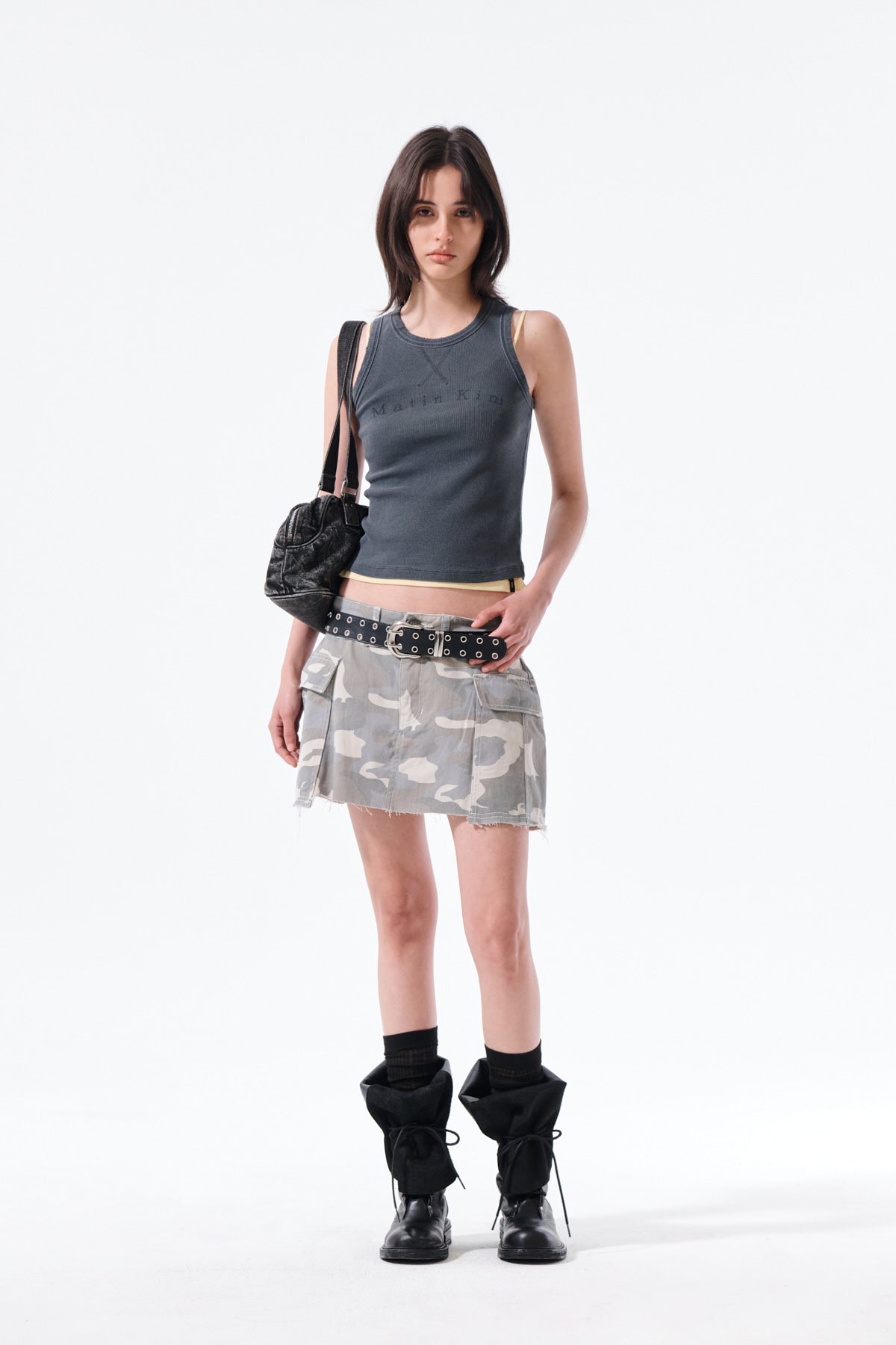 Matin Kim - Cargo Mini Denim Skort (Beige) product image 11 | TRAB K-Fashion Australia