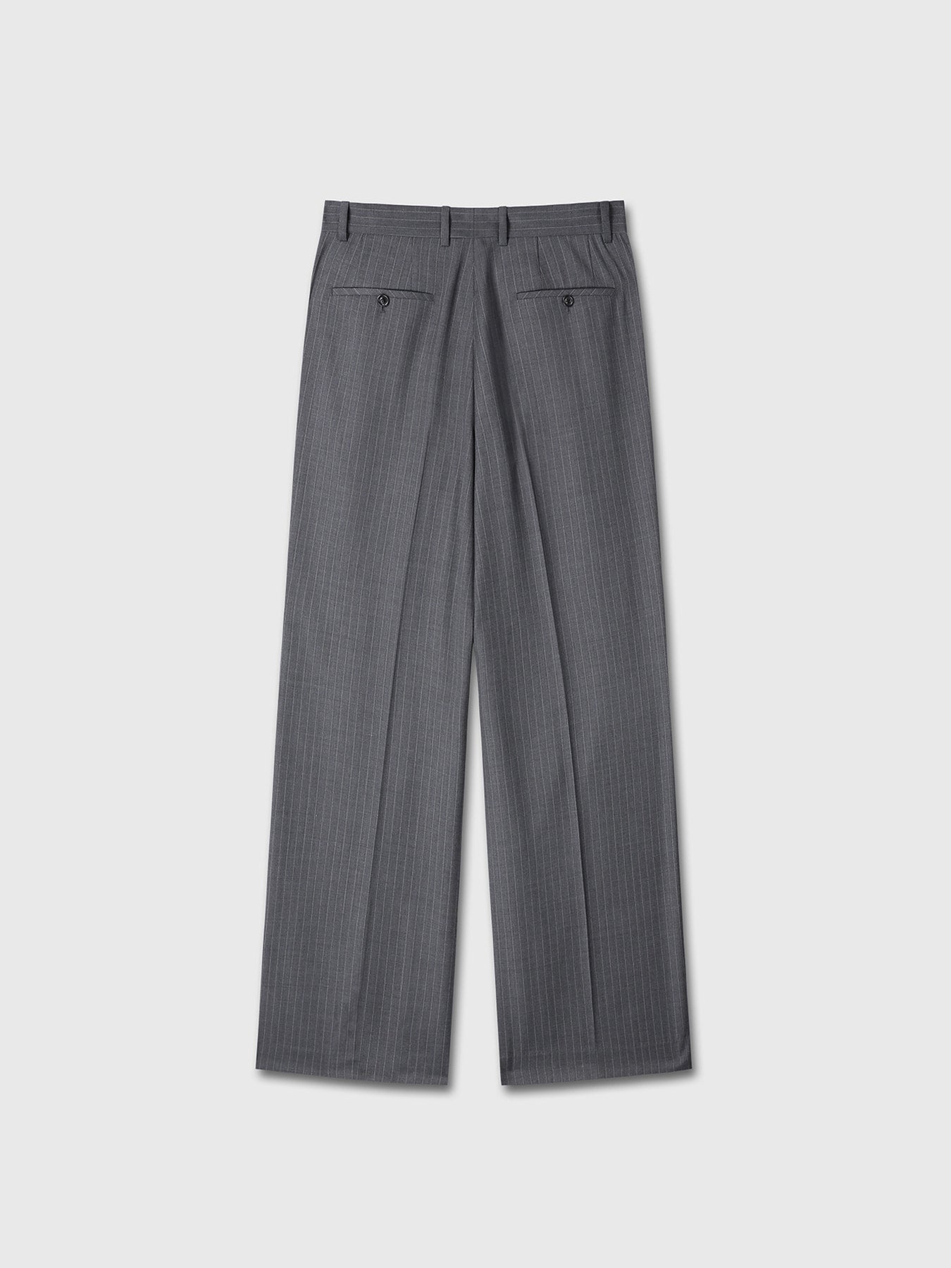 Tonywack - Striped Wool Double-Pleated Wide Trousers (Grey Stripe) product image 8 | TRAB K-Fashion Australia