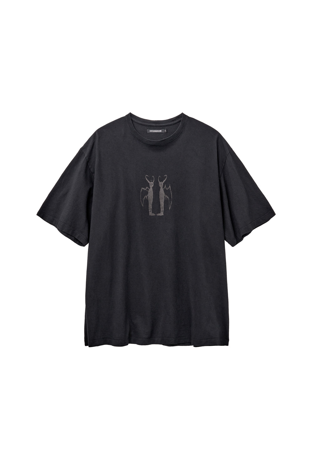 Hatchingroom - Devil & Angel Tee 1/2 Over Dyed (Black) product image 1 | TRAB K-Fashion Australia