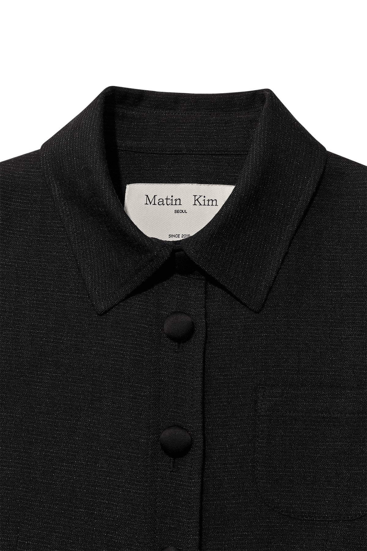 Matin Kim - Stripe Herringbone Pocket Crop Jacket (Black) product image 3 | TRAB K-Fashion Australia