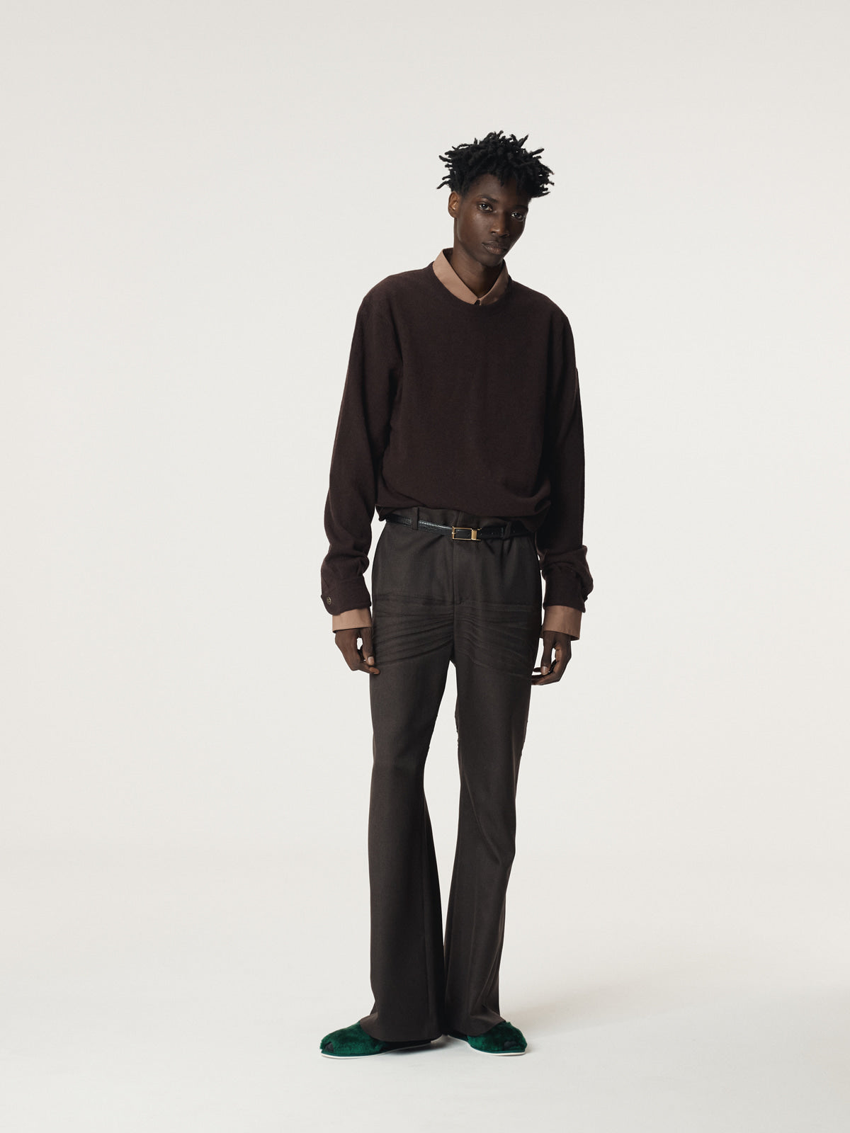 Recto - Shirt Cuffs Detail Knit Top (Dark Burgundy) product image 2 | TRAB K-Fashion Australia