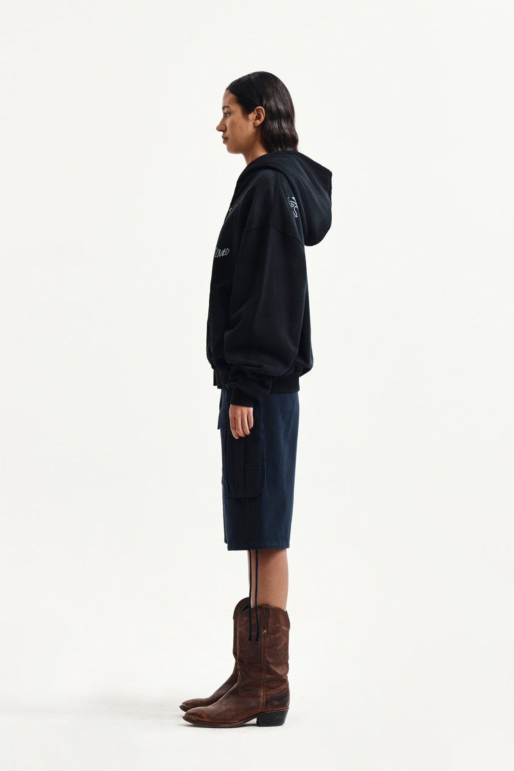 Matin Kim - Vintage Washed Graffiti Hoody Zip Up (Black) product image 6 | TRAB K-Fashion Australia