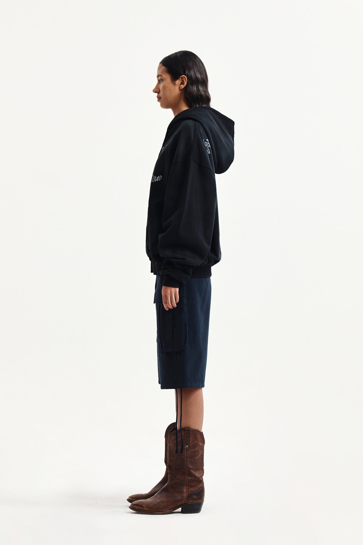 Matin Kim - Vintage Washed Graffiti Hoody Zip Up (Black) product image 6 | TRAB K-Fashion Australia