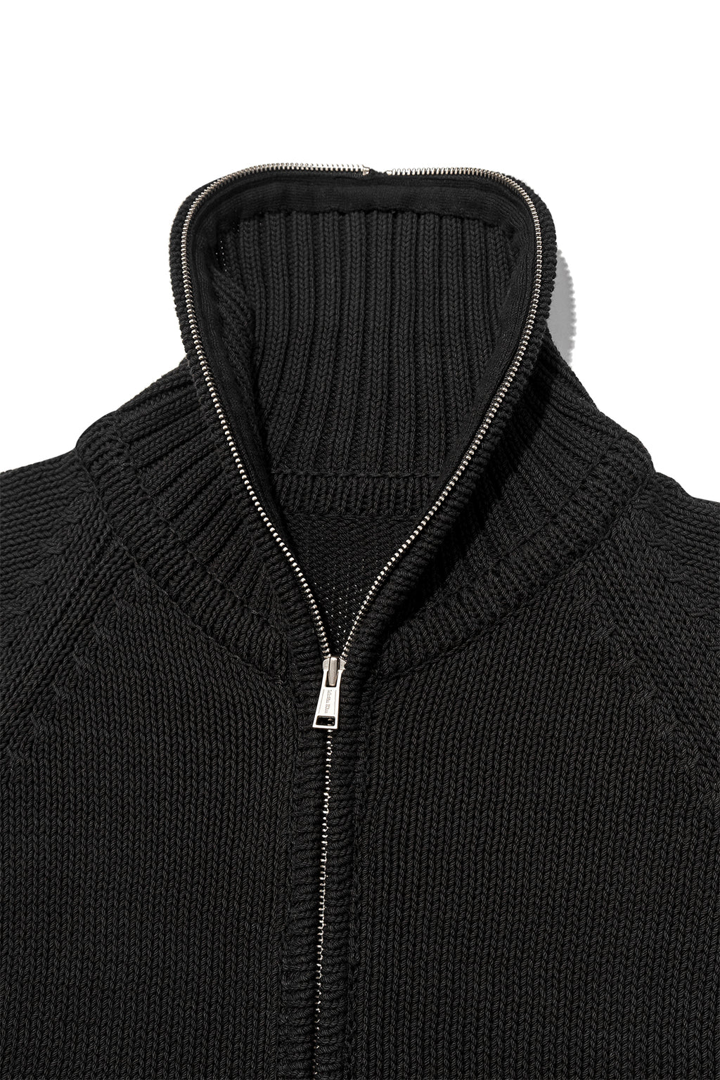 Matin Kim - Applique Logo Patch Knit Zip Up (Black) product image 3 | TRAB K-Fashion Australia