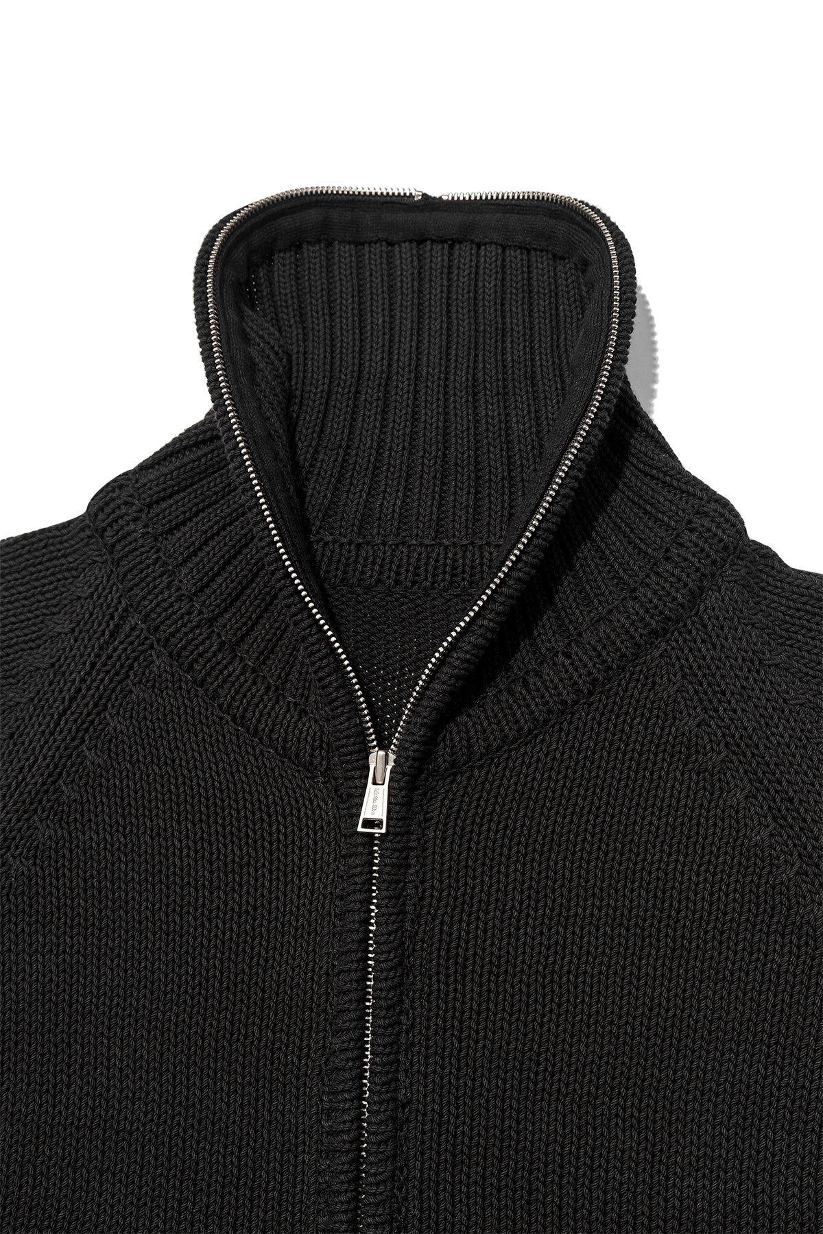 Matin Kim - Applique Logo Patch Knit Zip Up (Black) product image 3 | TRAB K-Fashion Australia
