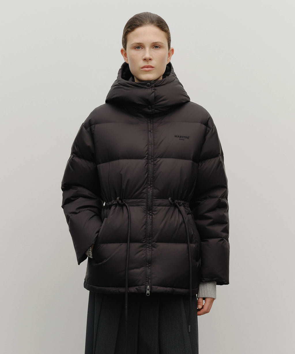 Marithe & Francois Girbaud - Waist String Mid Down Jacket (Black) product image 1 | TRAB K-Fashion Australia