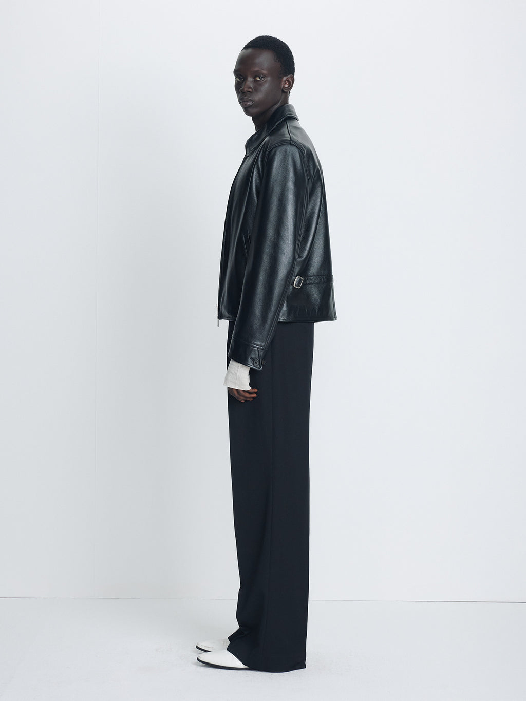 Tonywack - Cow Leather Buckle Zip Jacket (Black) product image 2 | TRAB K-Fashion Australia