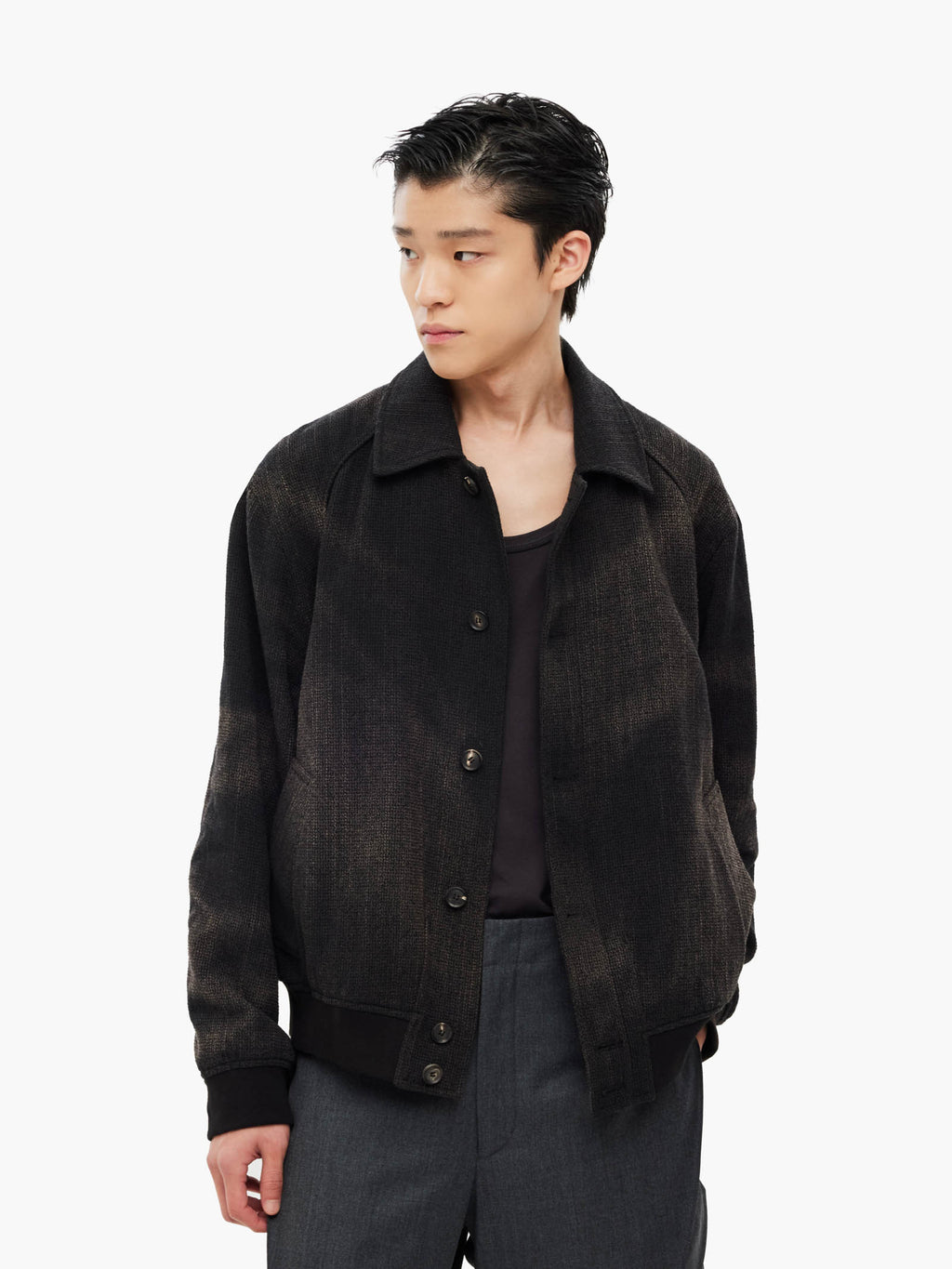 Jiyong Kim - Sun-Bleached Ribbed Blouson (Black) product image 2 | TRAB K-Fashion Australia