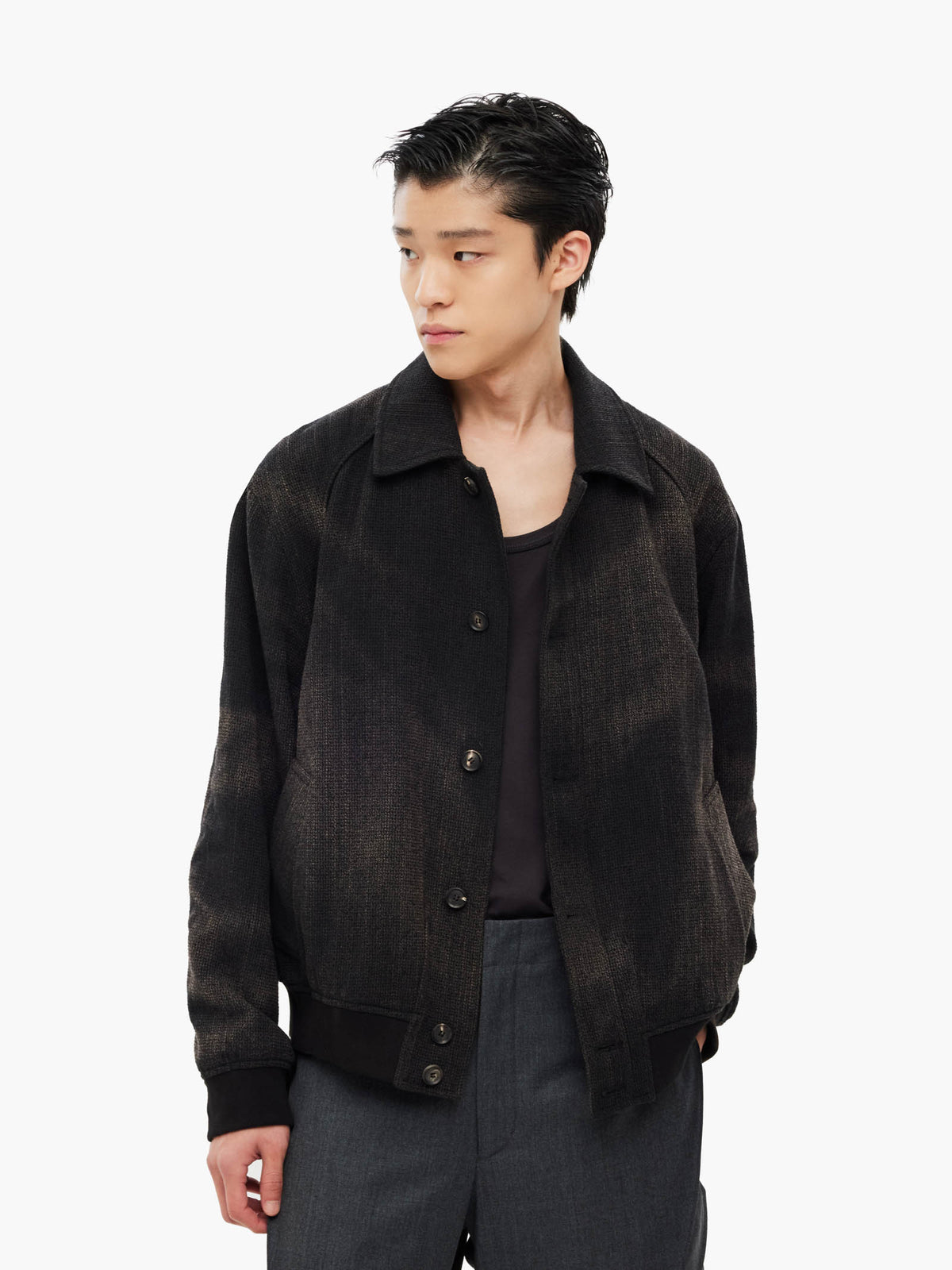 Jiyong Kim - Sun-Bleached Ribbed Blouson (Black) product image 2 | TRAB K-Fashion Australia