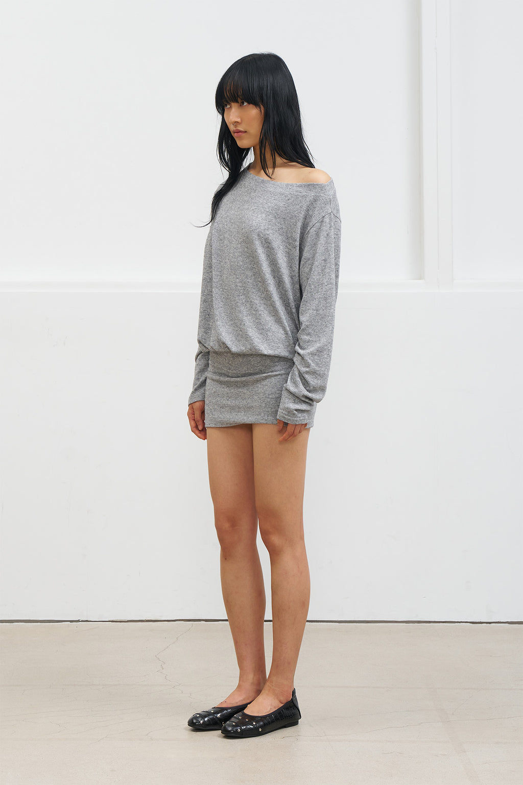Deinet - Angel Off-Shoulder Dress (Melange Grey) product image 2 | TRAB K-Fashion Australia