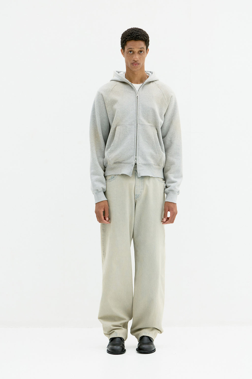 Coor - Washed Raglan Hoodie Sweat Zip Up (Melange Gray) product image 2 | TRAB K-Fashion Australia