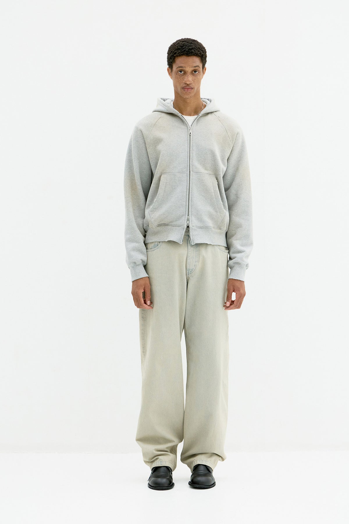 Coor - Washed Raglan Hoodie Sweat Zip Up (Melange Gray) product image 2 | TRAB K-Fashion Australia