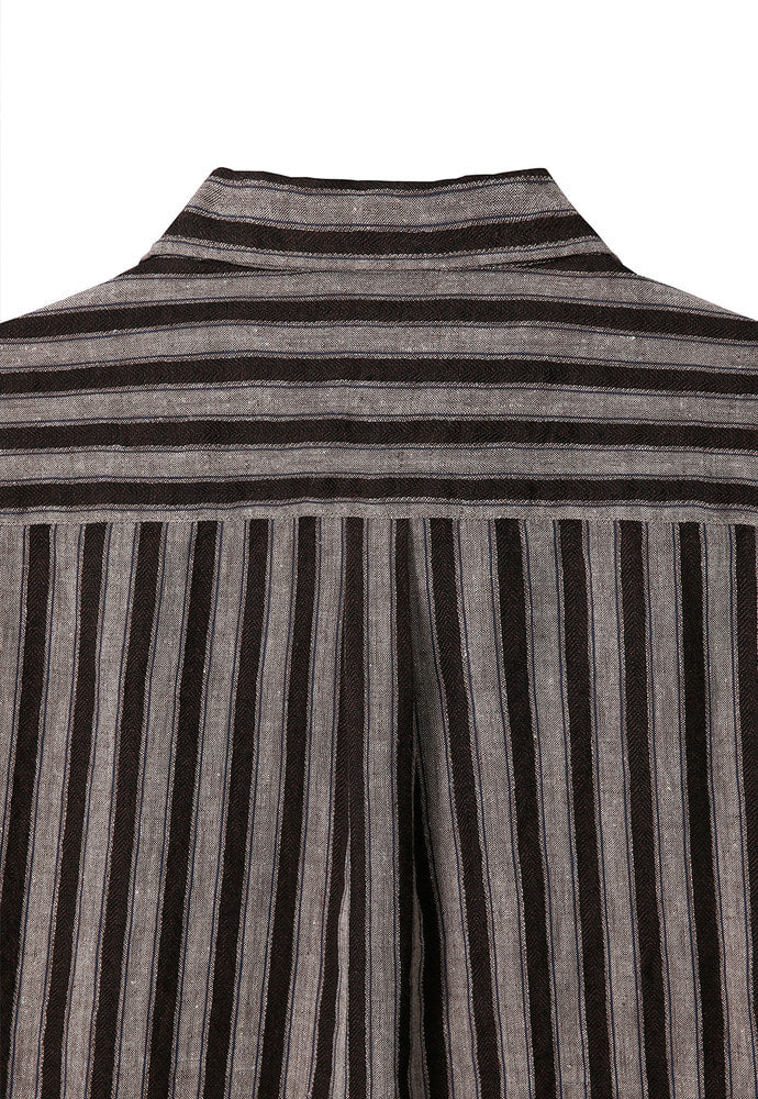 Art if acts - Linen Stripe Camp Half Shirt (Wood) product image 12 | TRAB K-Fashion Australia