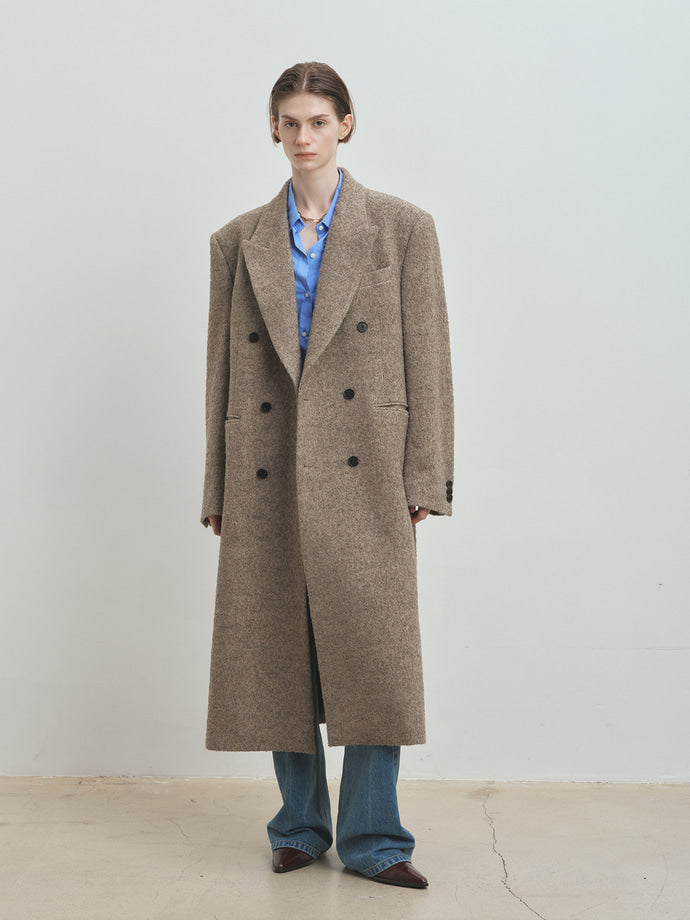 Tonywack - Textured Wool And Alpaca Double-Breasted Coat (Beige) product image 1 | TRAB K-Fashion Australia