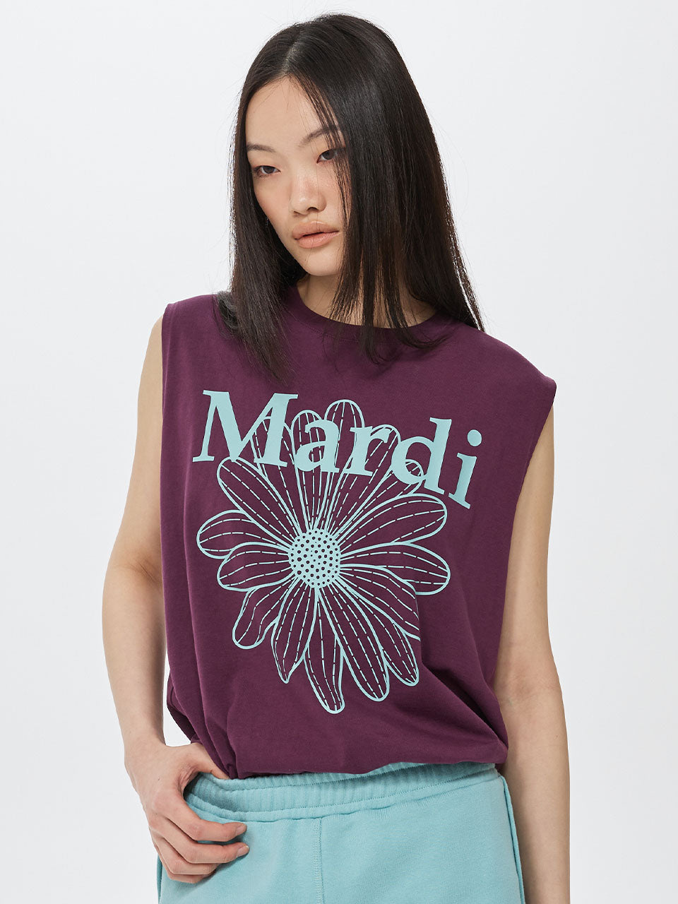 Mardi Mercredi - Oversized Sleeveless Flowermardi (Burgundy Mint) product image 1 | TRAB K-Fashion Australia
