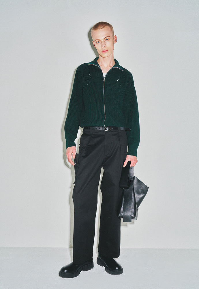 Tonywack - Italian Cotton Hard Twist Zip-Up Knit (Dark Green) product image 5 | TRAB K-Fashion Australia