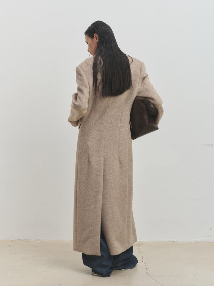 Tonywack - Wool And Alpaca Fitted Double-Breasted Maxi Coat (Beige) product image 4 | TRAB K-Fashion Australia