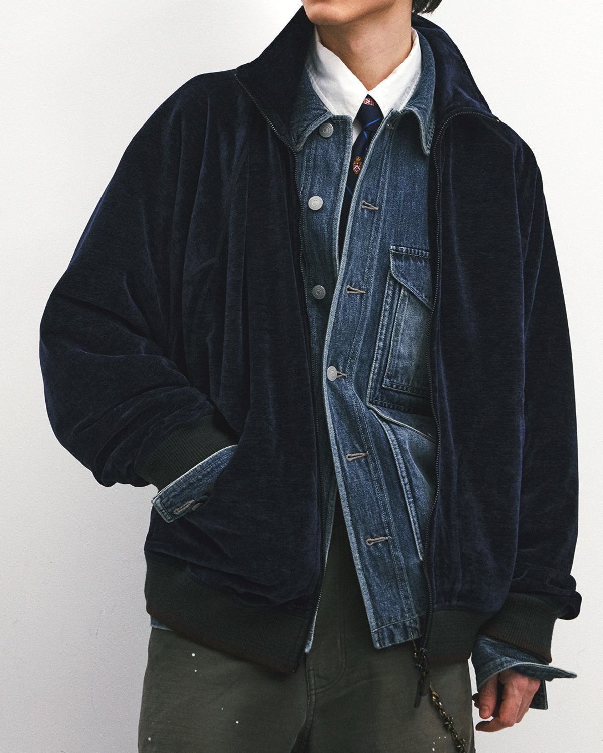 Eastlogue - Tender High Neck Zip-up Sweat (Navy) product image 3 | TRAB K-Fashion Australia