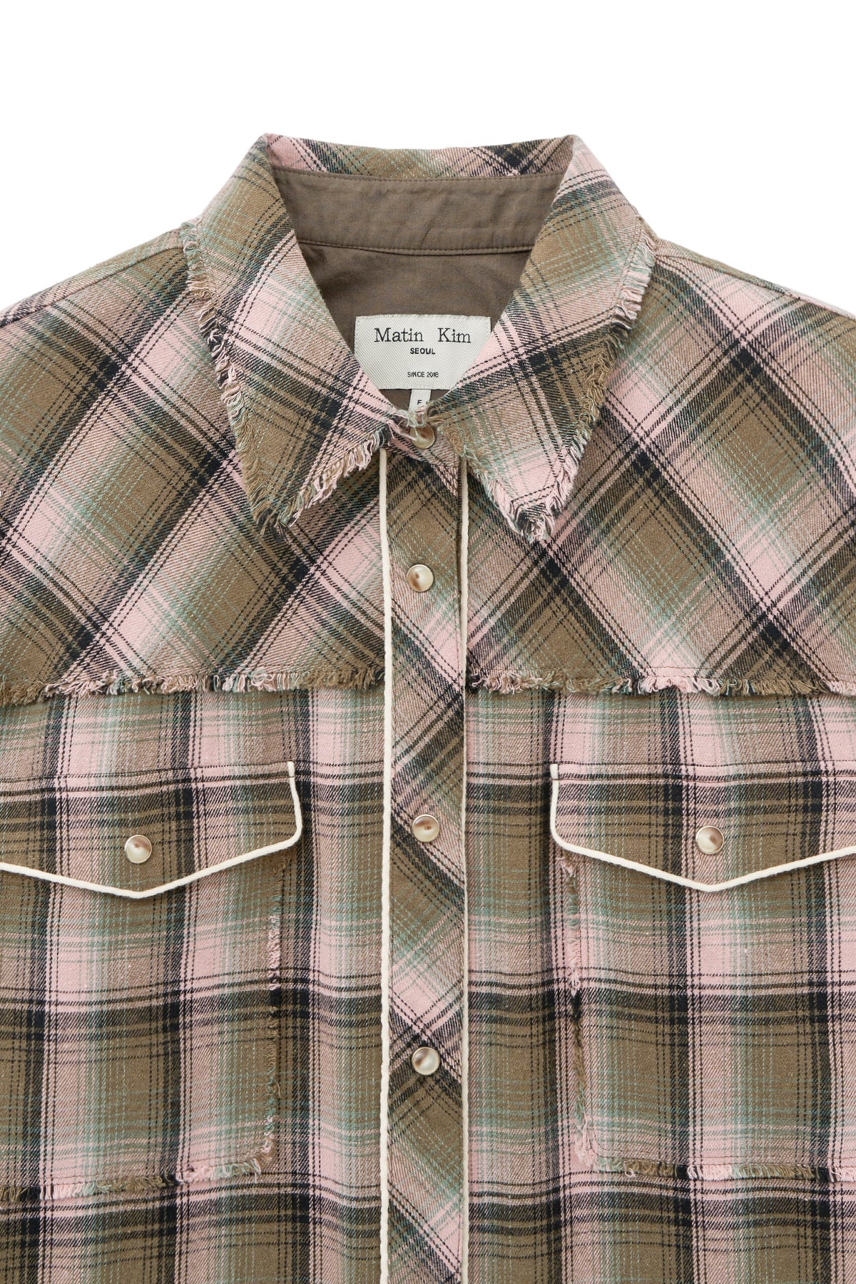Matin Kim - Check Flannel Pocket Shirt (Pink) product image 3 | TRAB K-Fashion Australia