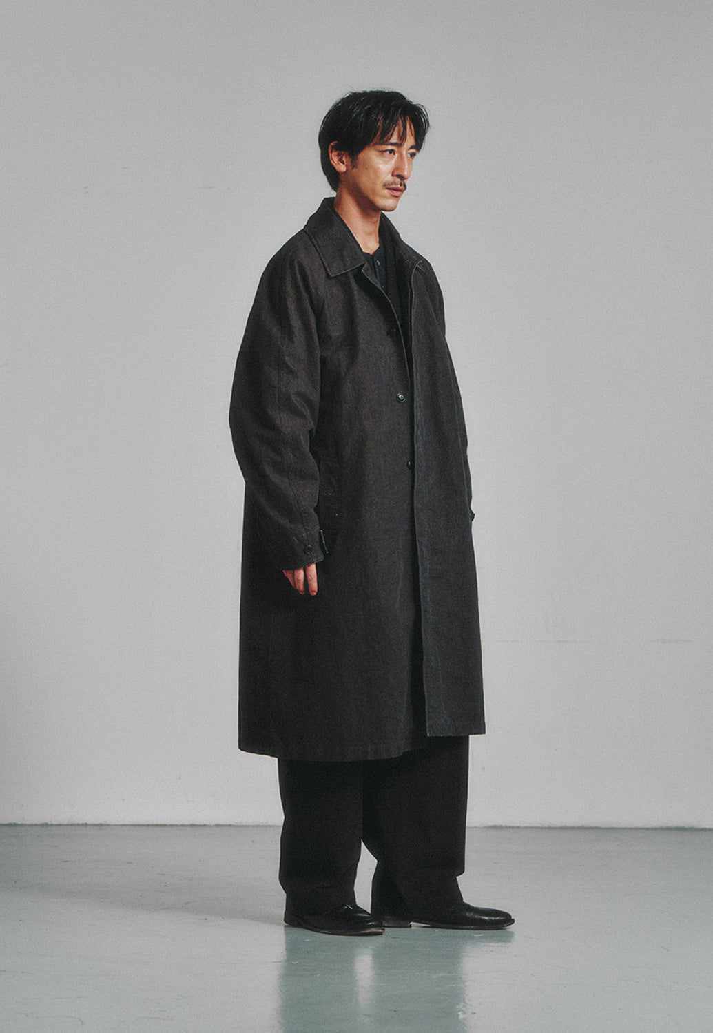 Art if acts - Garment Washed Bal Collar Coat (Moss Black) product image 3 | TRAB K-Fashion Australia