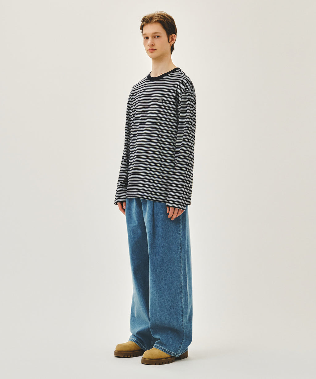 Marithe & Francois Girbaud - New M Low-waist Tuck Wide Denim Pants (Blue) product image 4 | TRAB K-Fashion Australia
