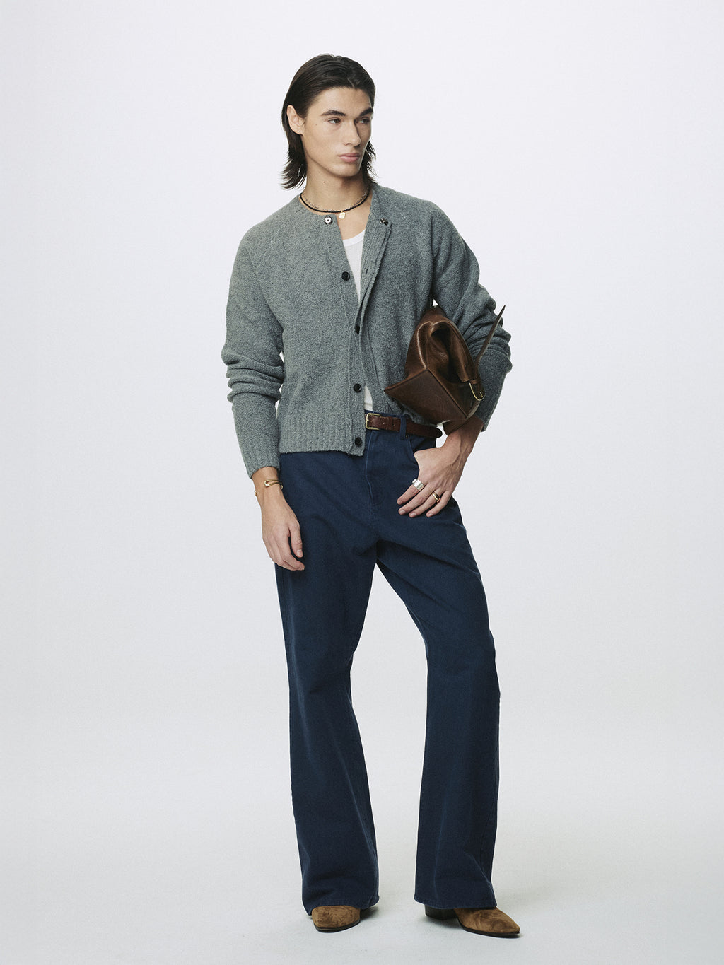 Tonywack - Placket Button Down Knit Cardigan (Melange Grey) product image 5 | TRAB K-Fashion Australia