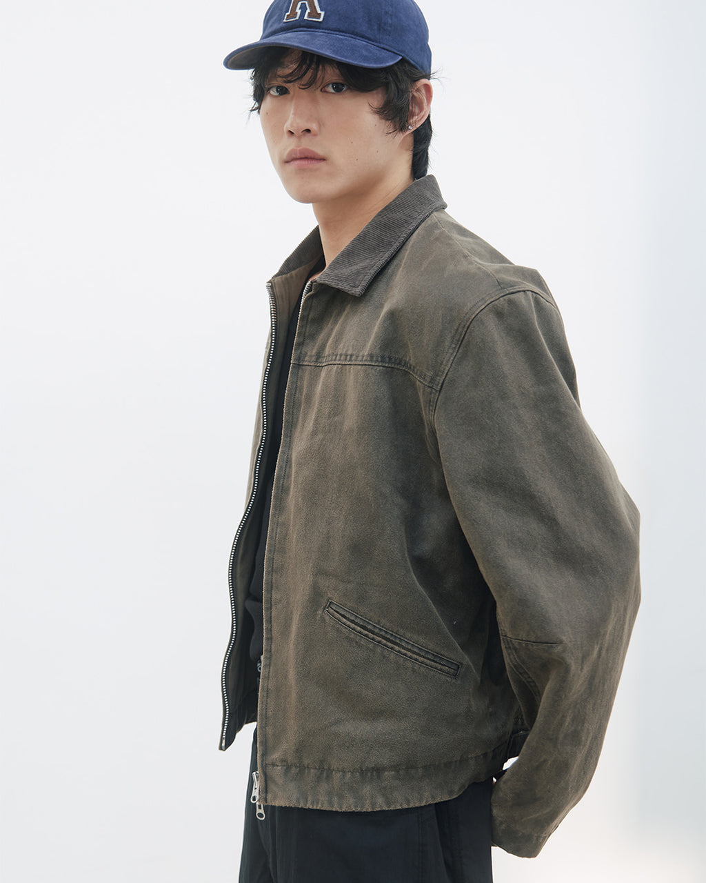 Kijun - Washed Leather Work Jacket (Khaki Brown) product image 7 | TRAB K-Fashion Australia