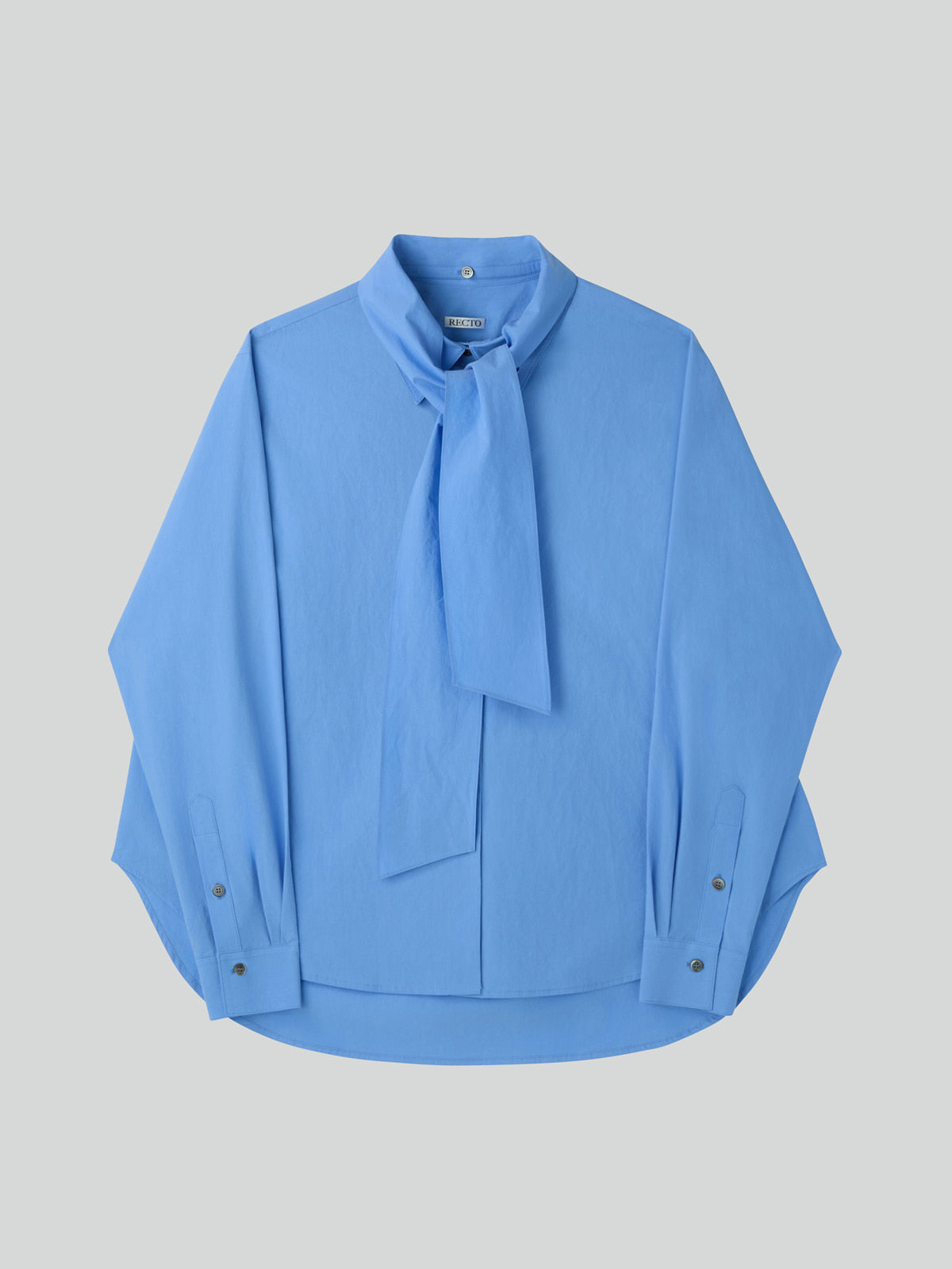 Recto - Detachable Scarf Cotton Shirt (Baby Blue) product image 5 | TRAB K-Fashion Australia