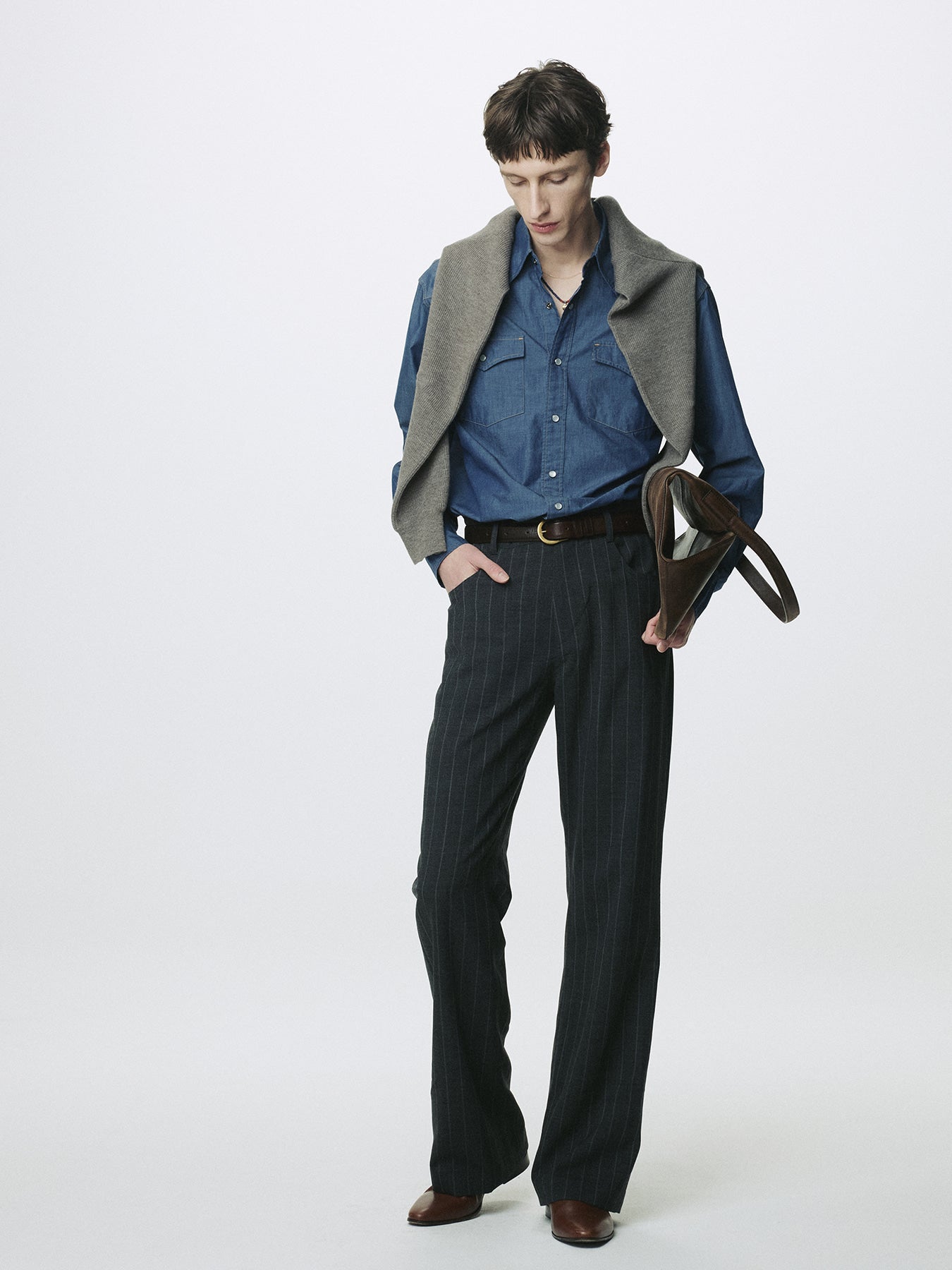 Tonywack - Striped Wool Flared-Leg Pants (Grey) product image 6 | TRAB K-Fashion Australia