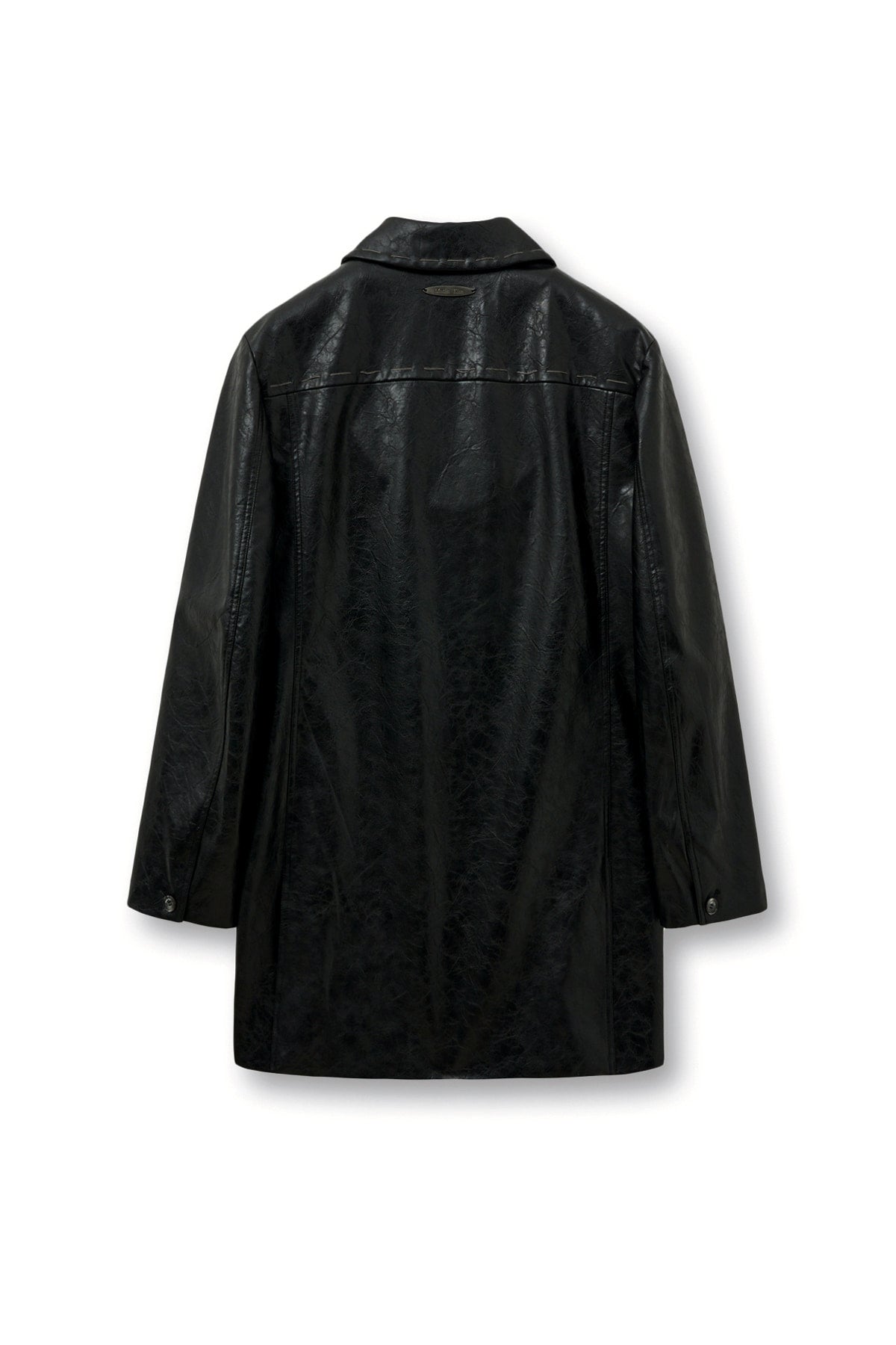 Matin Kim - Faux Leather Half Double Jacket (Black) product image 2 | TRAB K-Fashion Australia