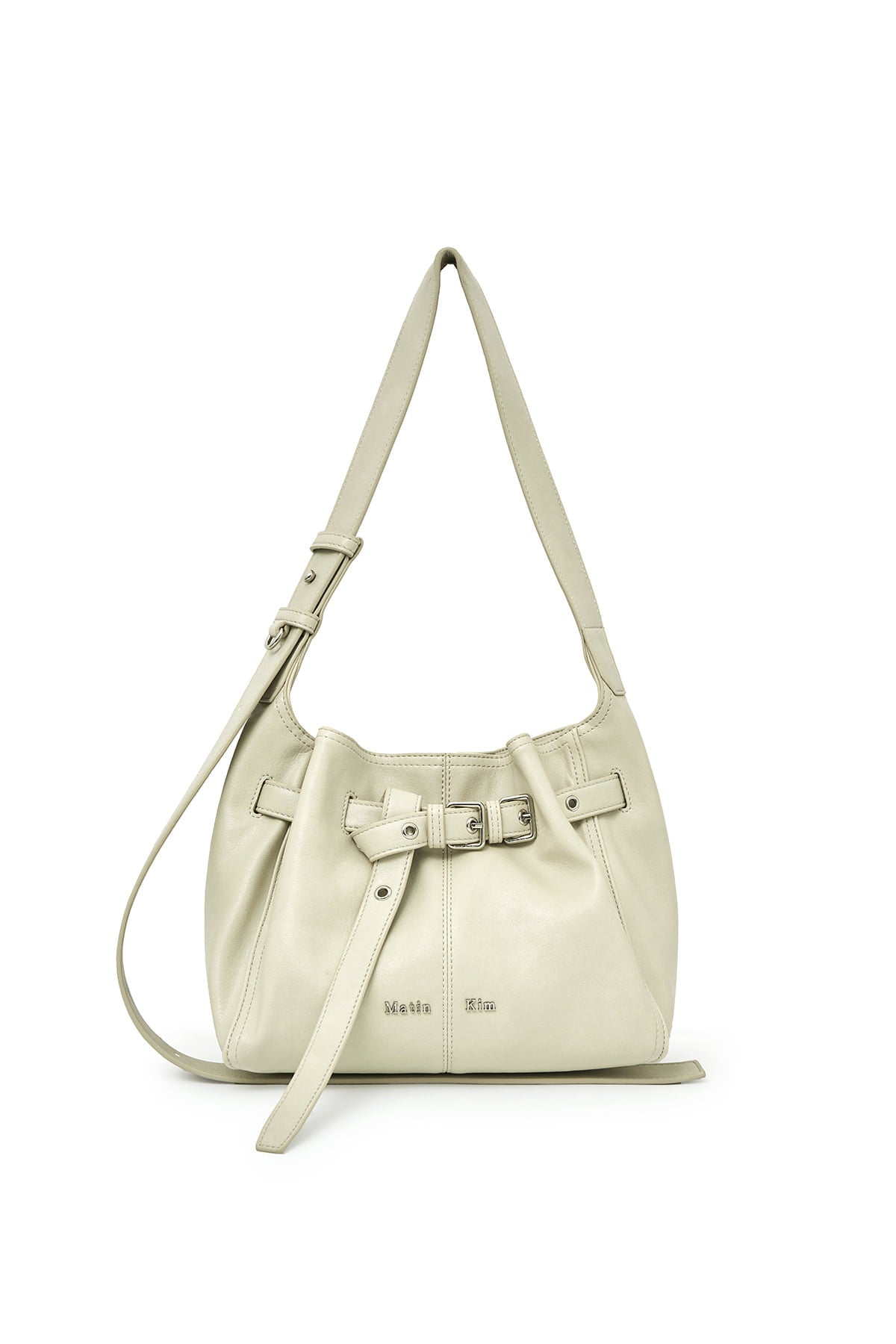 Matin Kim - Belted Volunn Small Bucket Bag (Ivory) product image 1 | TRAB K-Fashion Australia