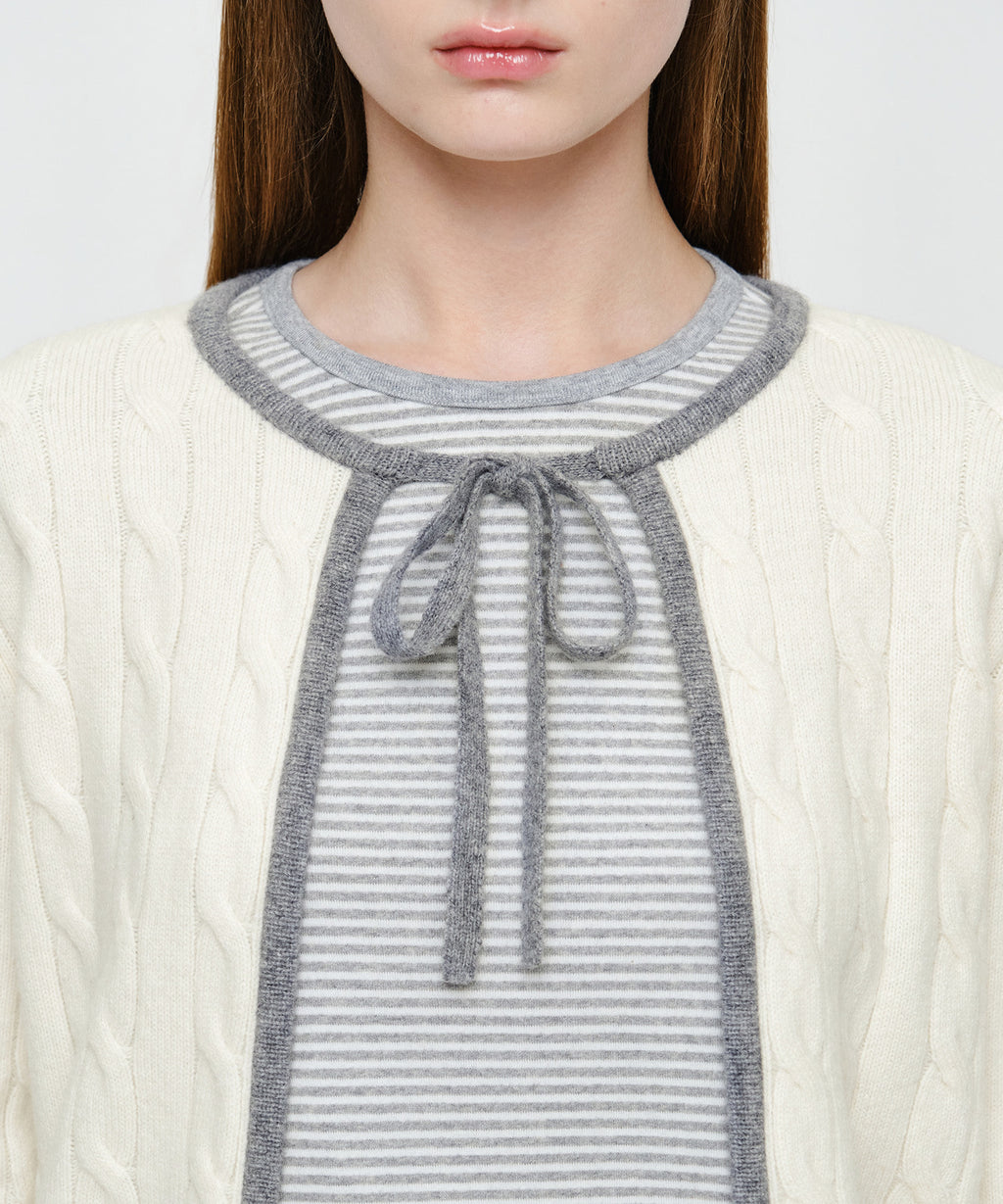 Marithe & Francois Girbaud - Ribbon Cardigan (Ivory) product image 4 | TRAB K-Fashion Australia