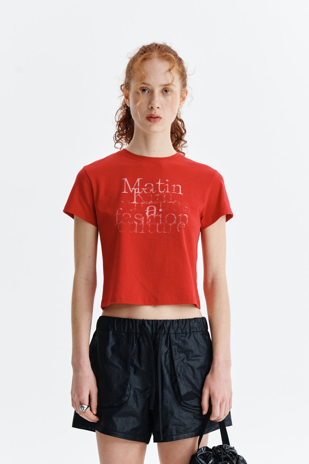 Matin Kim - Dusty Typo Graphic Crop Top (Red) product image 10 | TRAB K-Fashion Australia