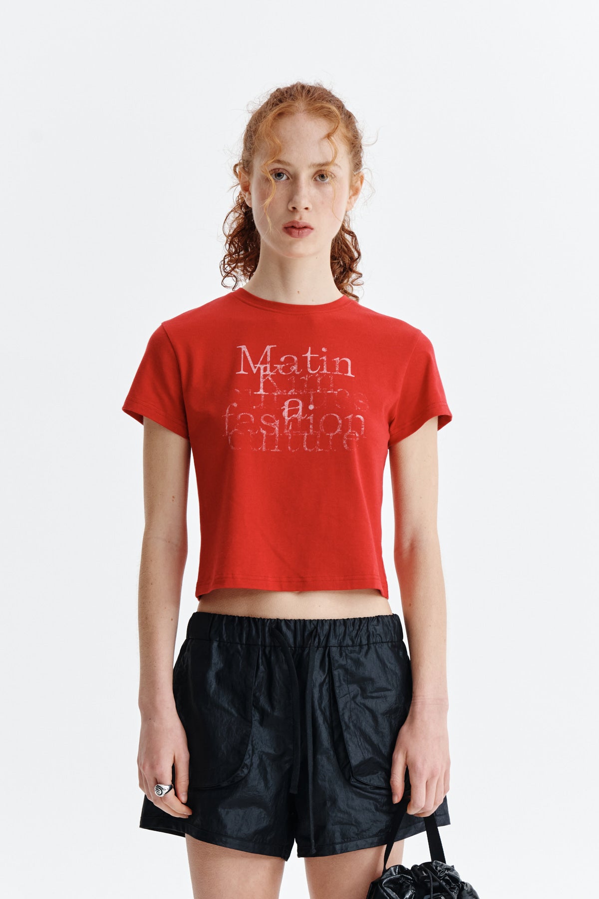 Matin Kim - Dusty Typo Graphic Crop Top (Red) product image 10 | TRAB K-Fashion Australia