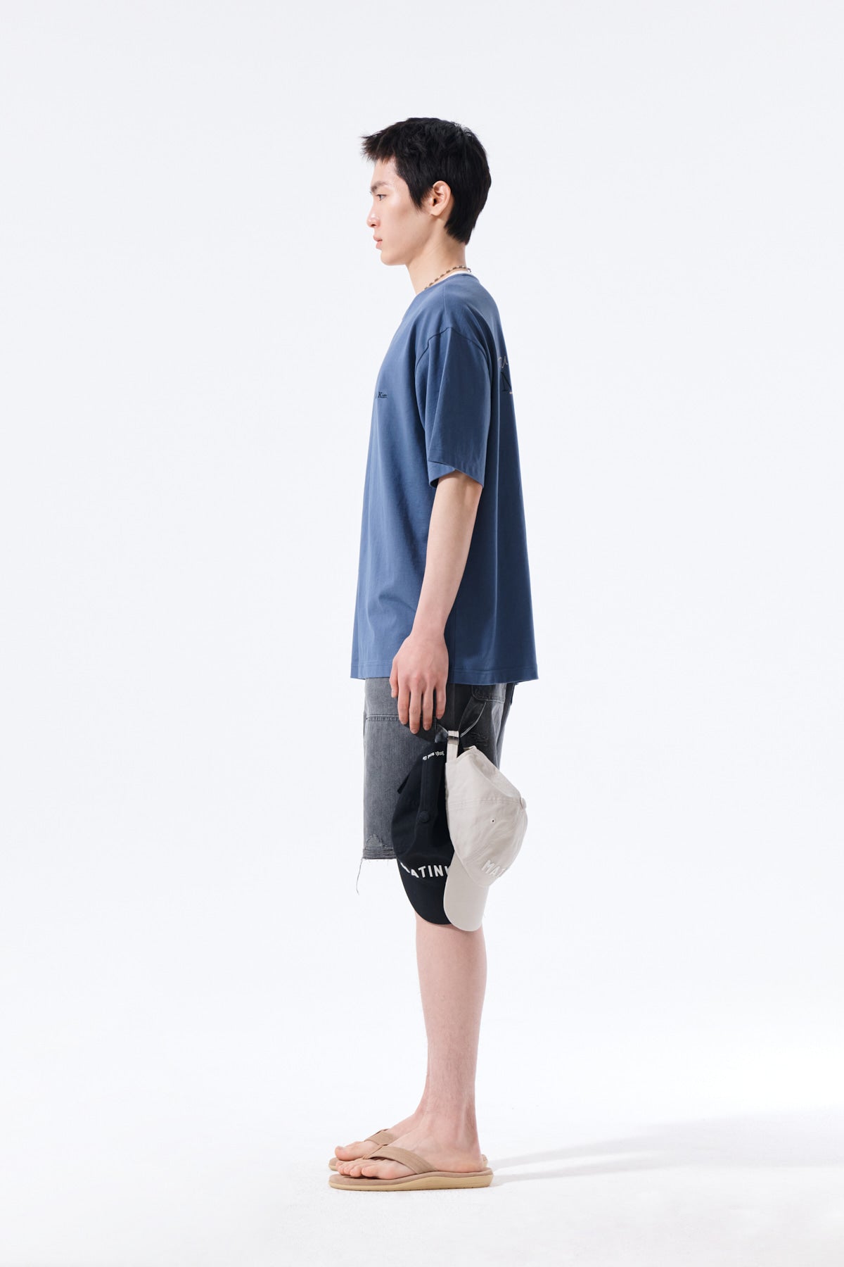 Matin Kim - Tonal Rib Back Logo Top (Smoke Blue) product image 6 | TRAB K-Fashion Australia