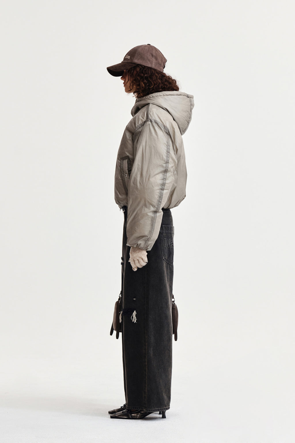 Matin Kim - Back Logo Hoody Short Down Jumper (Beige) product image 6 | TRAB K-Fashion Australia