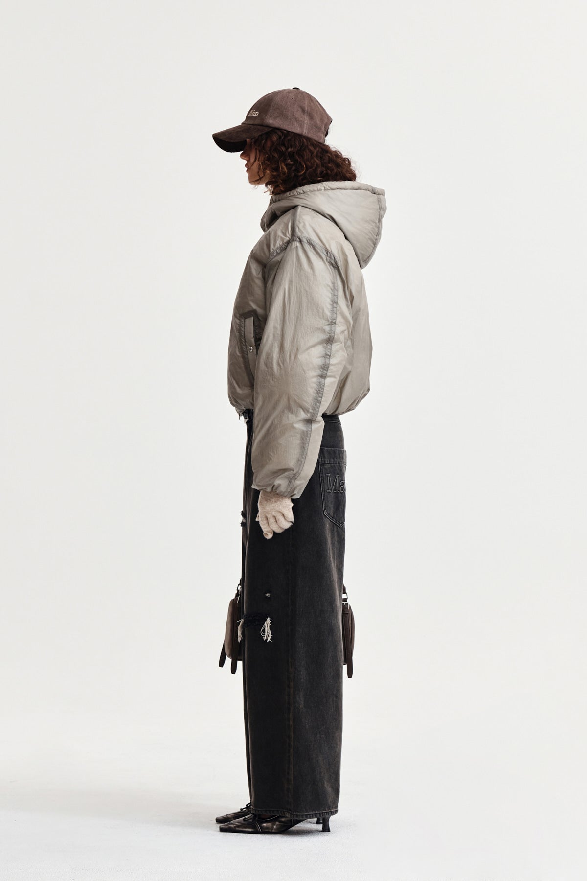 Matin Kim - Back Logo Hoody Short Down Jumper (Beige) product image 6 | TRAB K-Fashion Australia