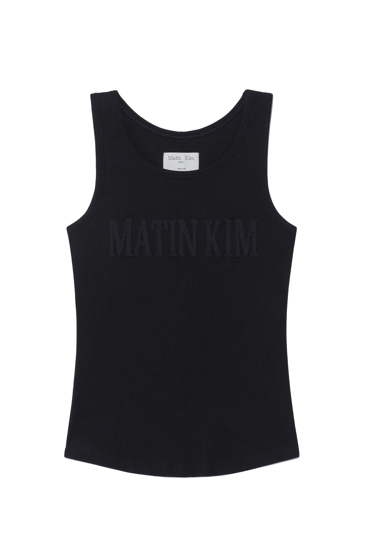 Matin Kim - Logo Applique Slim Tank Top (Black) product image 1 | TRAB K-Fashion Australia