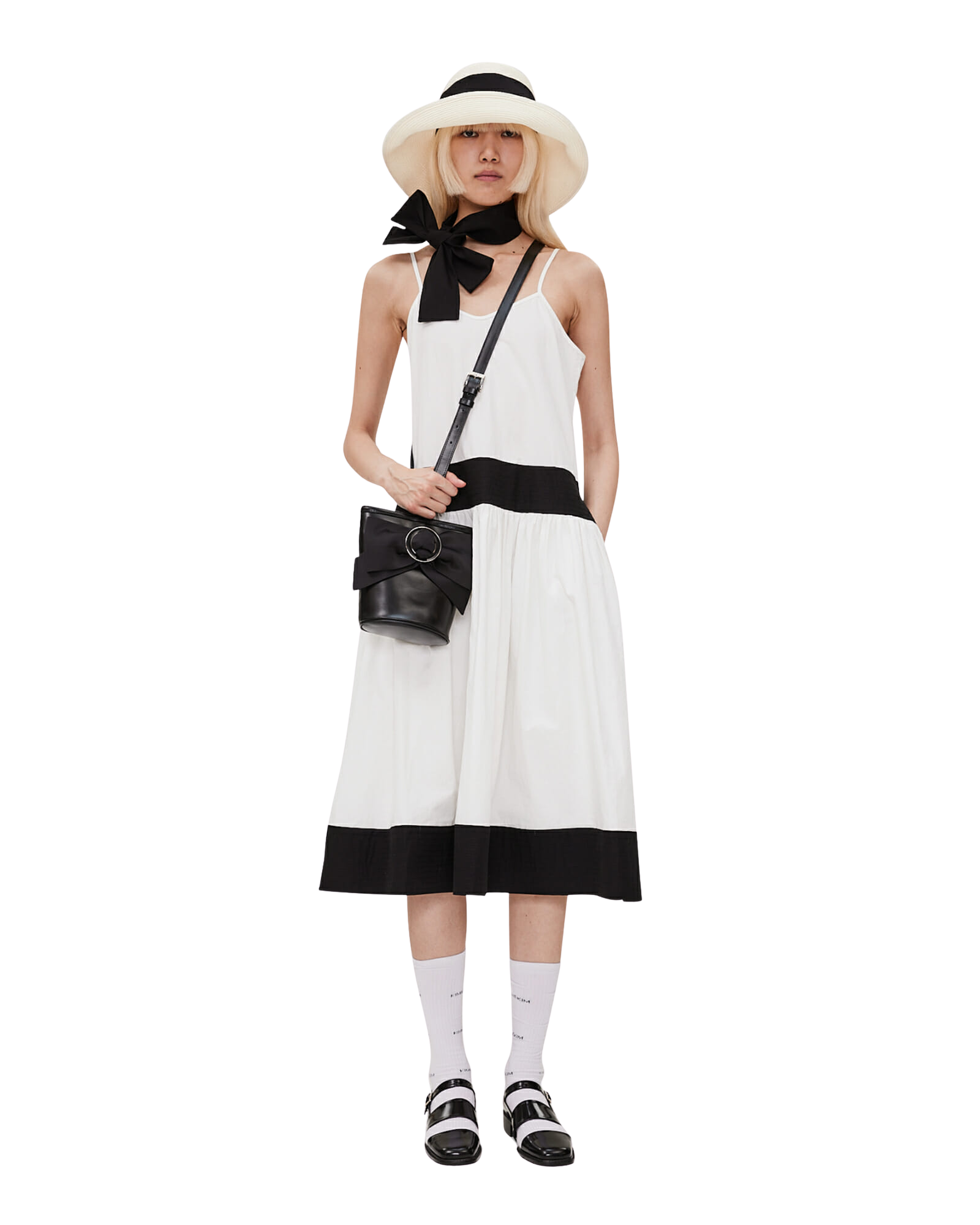 Kimhe Kim - Bi-Color Cotton Blend Midi Dress (Black/White) product image 1 | TRAB K-Fashion Australia