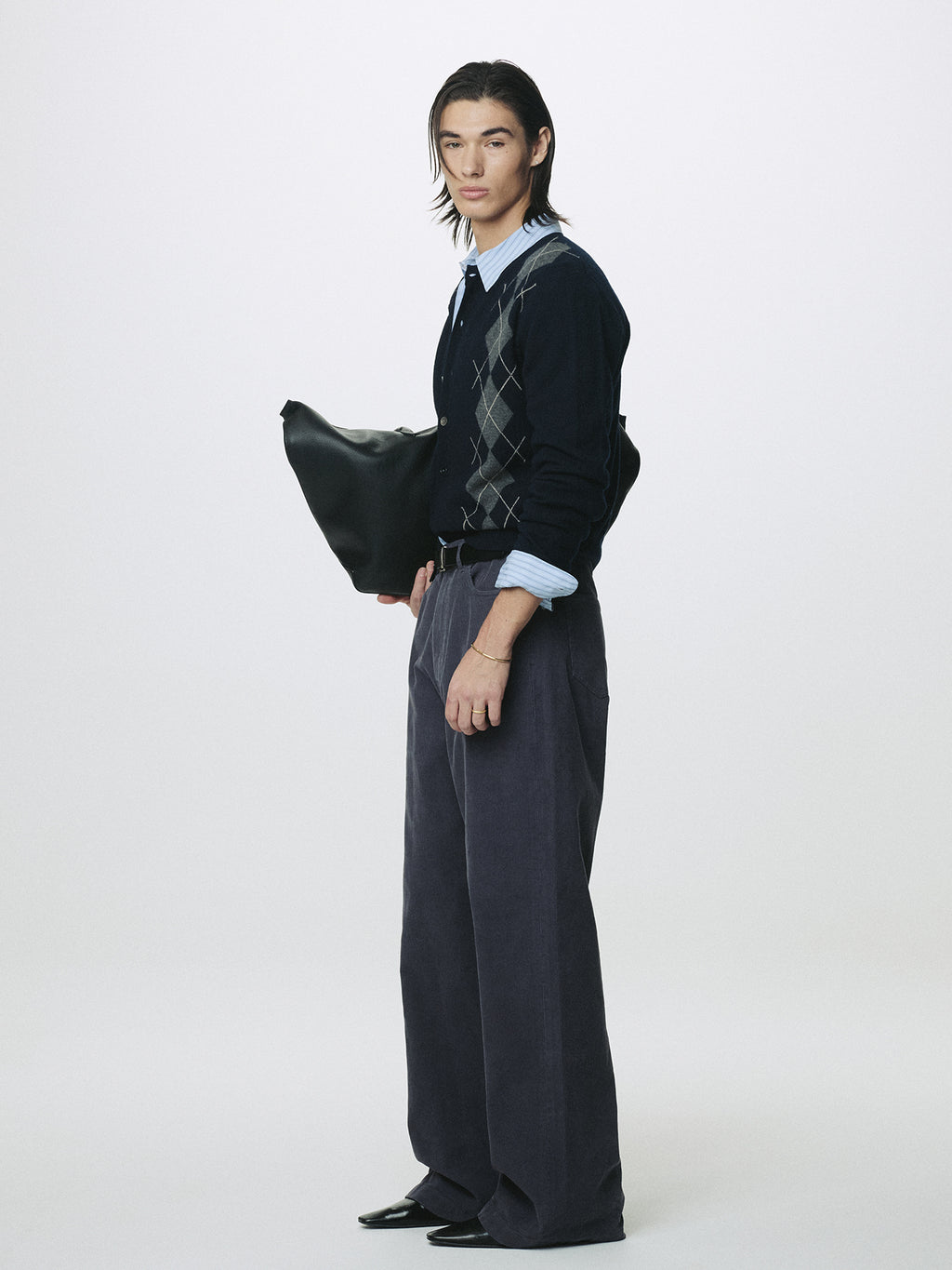Tonywack - Washed Corduroy Wide-Leg Pants (Purple Navy) product image 3 | TRAB K-Fashion Australia