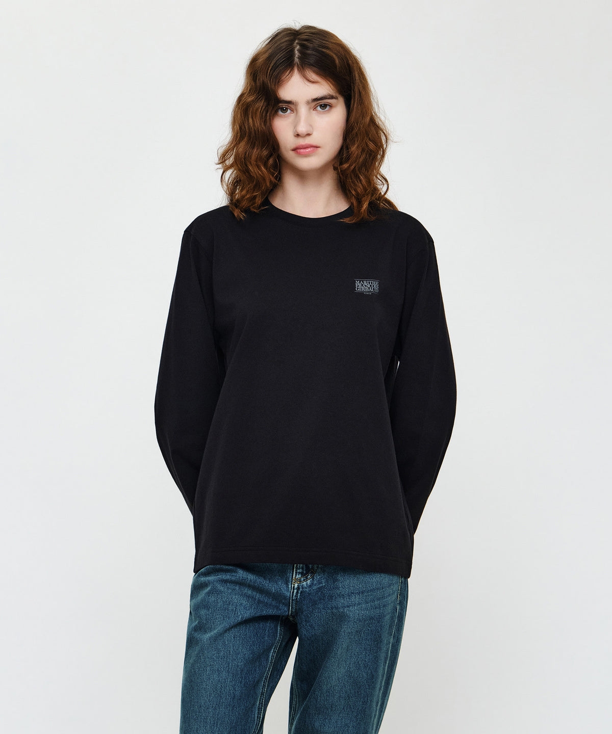 Marithe & Francois Girbaud - Small Classic Logo Long Sleeve Tee (Black) product image 1 | TRAB K-Fashion Australia