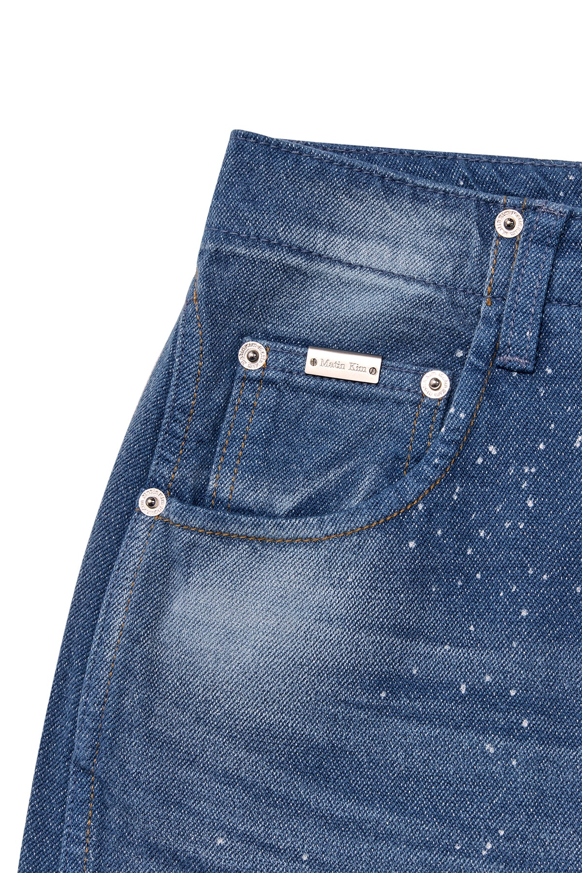 Matin Kim - Back Line Point Soft Shiny Denim Pants (Blue) product image 4 | TRAB K-Fashion Australia