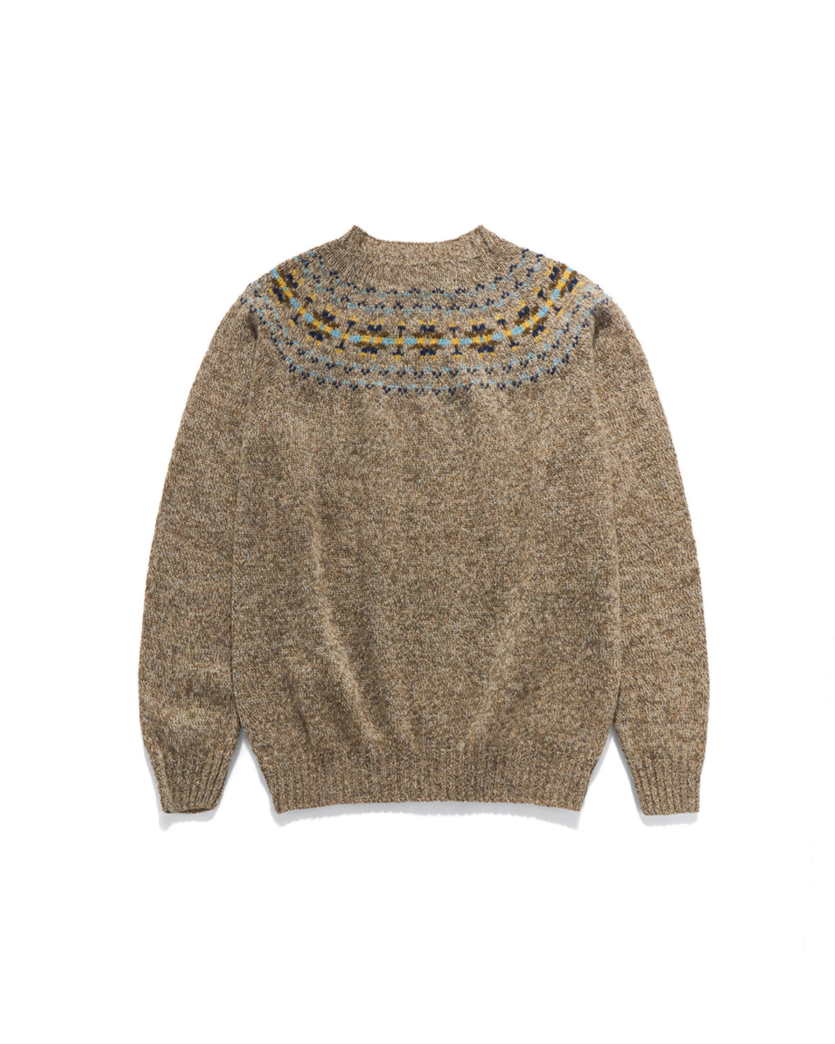 Eastlogue - Fair Isle Yoke Crew Neck Sweater (Mushroom) product image 2 | TRAB K-Fashion Australia