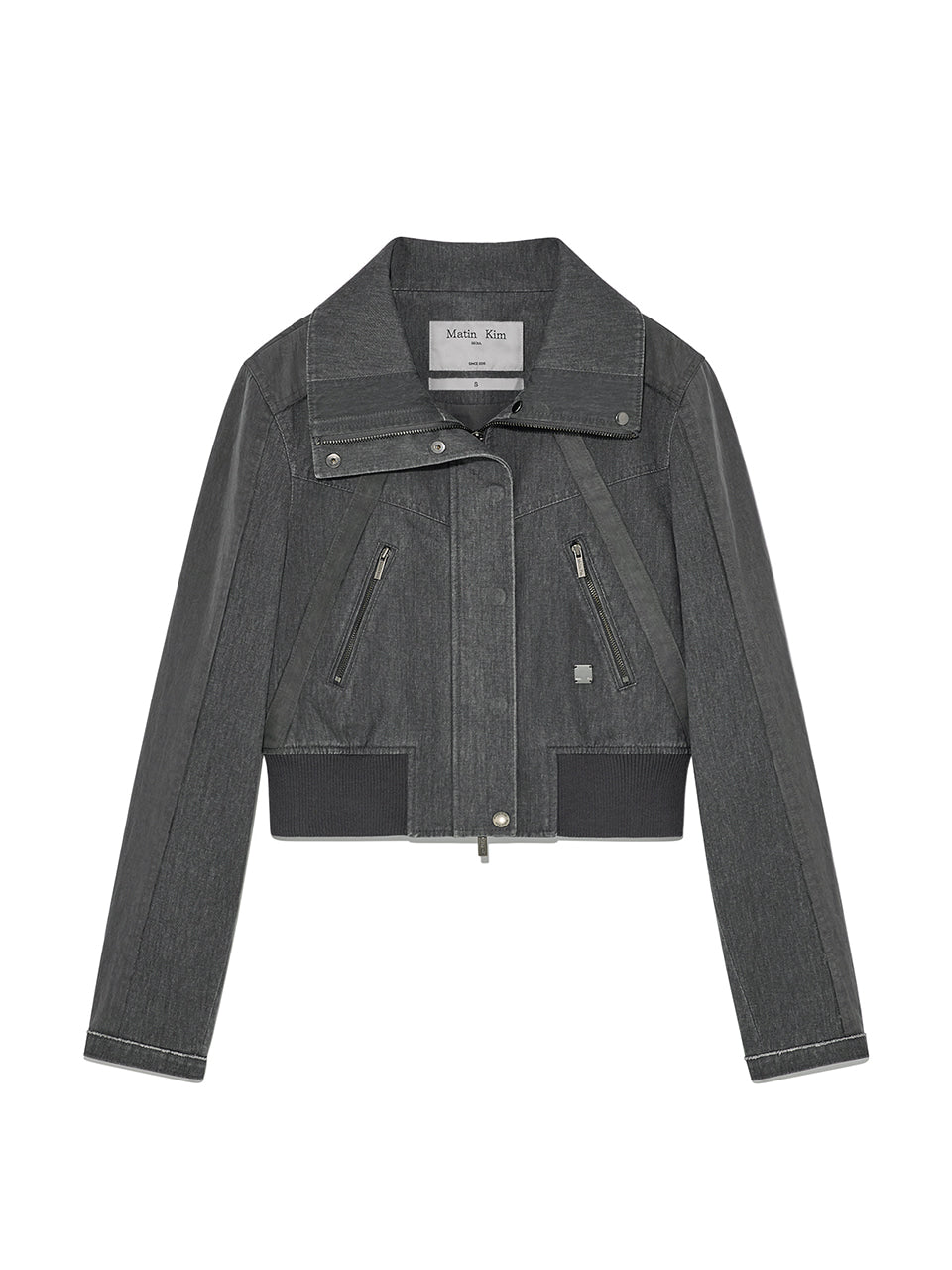 Matin Kim - Color Mixed Slim Bomber Jumper (Charcoal) product image 1 | TRAB K-Fashion Australia